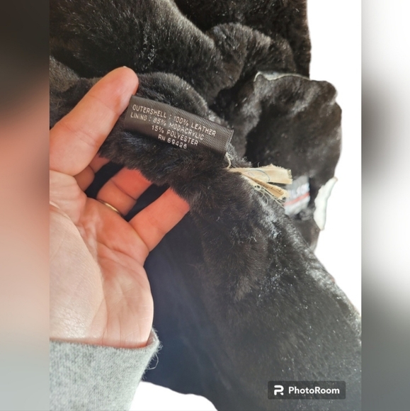 Vintage Wilson's Leather 100% Genuine Faux Fur Lined Hooded Aviator Zip Coat - Picture 9 of 12